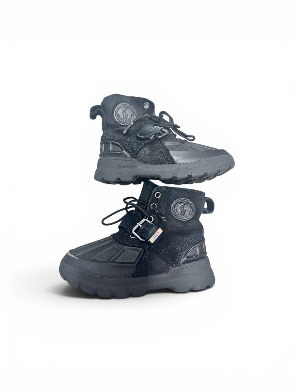 Polo Ralph Lauren Kids Colton Black Suede Rubber Duck Boots Shoes Size 10T